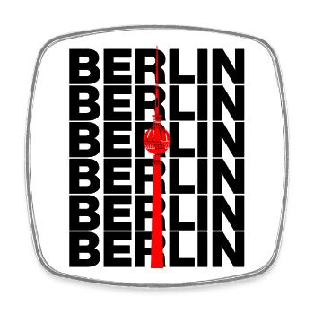 BERLIN, ALEXANDERPLATZ TV TOWER AU CŒUR DE BERLIN - Magnet carré - blanc - Devant