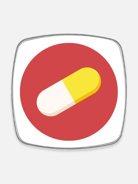 Logo mit Arzneimittelkapsel / Tablette - Viereckiger Kühlschrankmagnet - Weiß