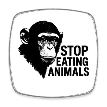 Stop Eating Animals – Schimpansen-Design - Viereckiger Kühlschrankmagnet - Weiß - Vorne
