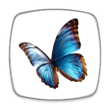Bright Blue Butterfly Noble Nature Art - Square fridge magnet - white - Front
