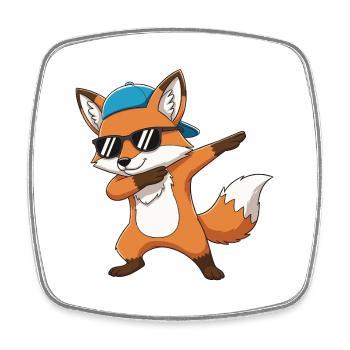 Cool Dabbing Fox Sunglasses Cartoon Art - Square fridge magnet - white - Front