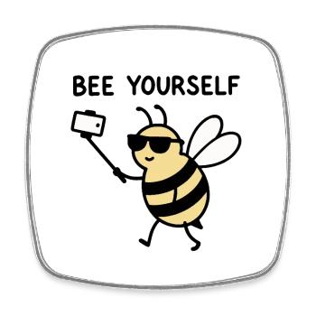 Selfie Bee avec lunettes de soleil - Bee Yourself - Magnet carré - blanc - Devant