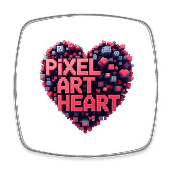Collage de cœurs en pixel art - Magnet carré - blanc - Devant
