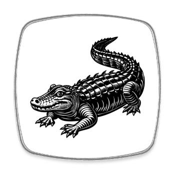 Alligator - Viereckiger Kühlschrankmagnet - Weiß - Vorne