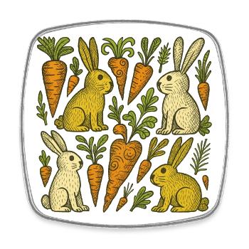 Illustration des lapins du jardin de carottes - Magnet carré - blanc - Devant
