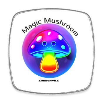 Leuchtender Regenbogenpilz Neon - Viereckiger Kühlschrankmagnet - Weiß - Vorne