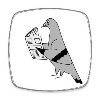Pigeon Reading a Newspaper – Urban Minimal Illustr - Viereckiger Kühlschrankmagnet - Weiß - Vorne