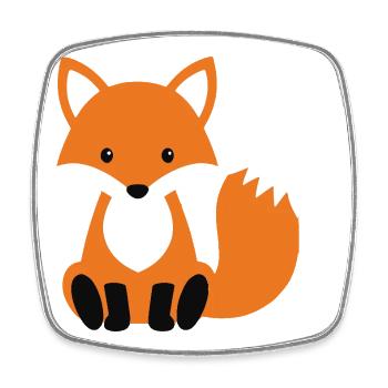 Cute sitting fox minimalist style - Square fridge magnet - white - Front