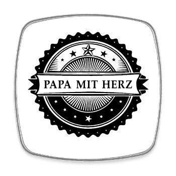 Dad with a heart.  Black version - Square fridge magnet - white - Front