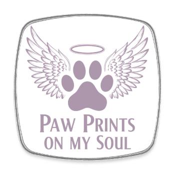 Pug Dog Cloud Angel Wings Farewell Mourning - Square fridge magnet - white - Front