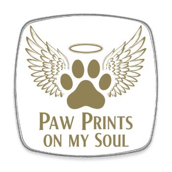 Pug Dog Cloud Angel Wings Farewell Mourning - Square fridge magnet - white - Front