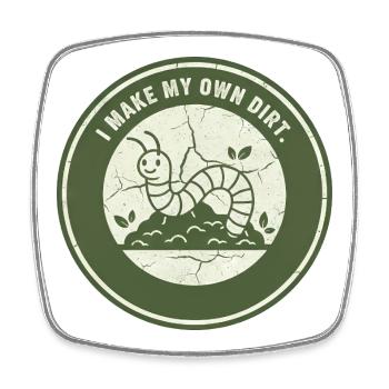 Worm compost: Independent soil - Square fridge magnet - white - Front