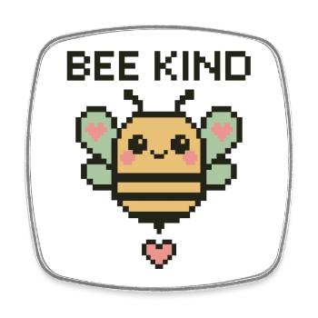 Bee Child - Pixel Bee with Hearts - Square fridge magnet - white - Front