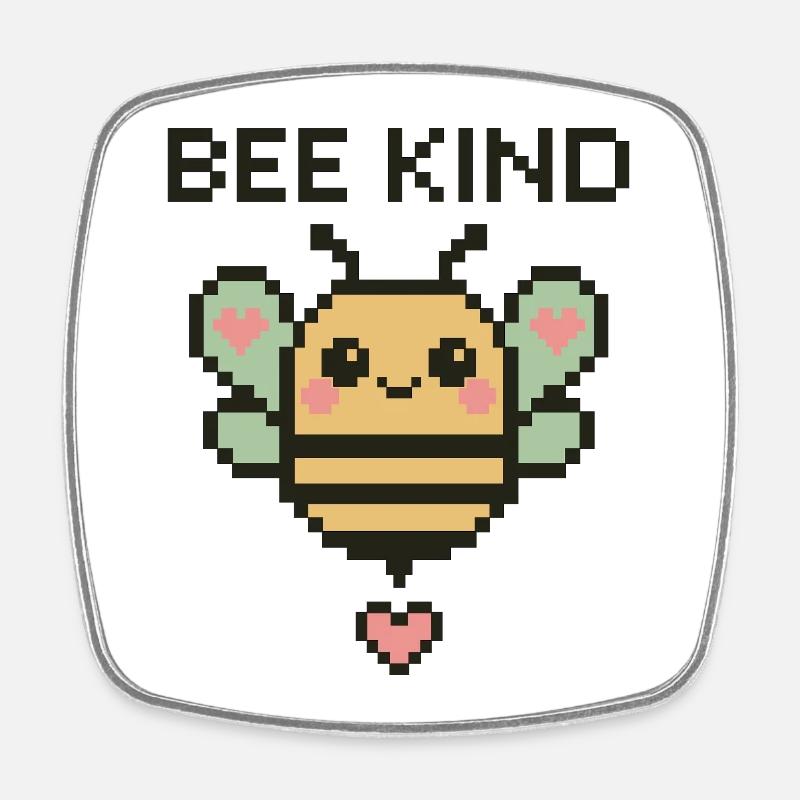 Bee Child - Pixel Bee with Hearts - Square fridge magnet - white