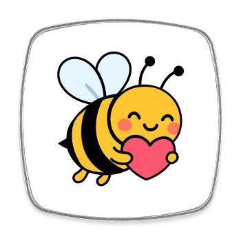 Joyeuse abeille avec le cœur - Magnet carré - blanc - Devant