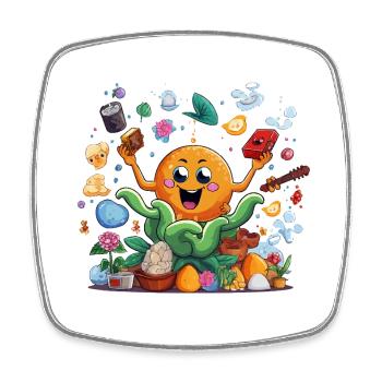 Orange joyeux dans le jardin d’herbes aromatiques - Magnet carré - blanc - Devant