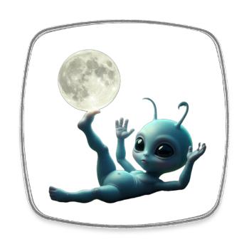 Bébé extraterrestre au décollage - Magnet carré - blanc - Devant