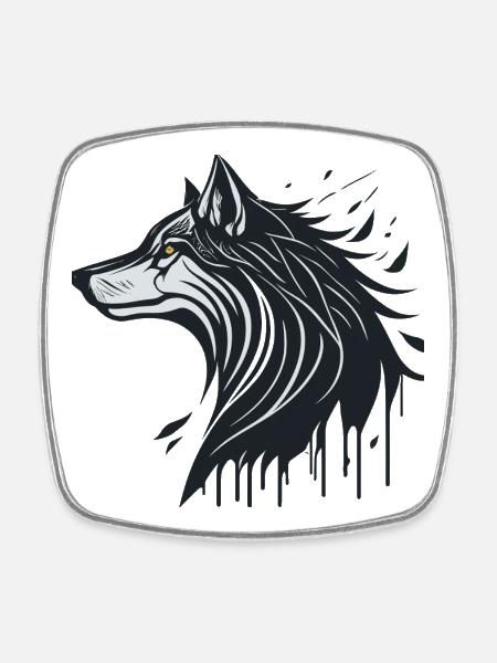 Spectral Wolf - Square fridge magnet - white