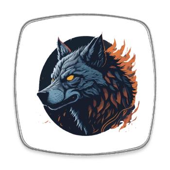 Loup nocturne  - Magnet carré - blanc - Devant