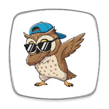 Cool Dabbing Owl Sonnenbrillen-Cartoon-Kunst - Viereckiger Kühlschrankmagnet - Weiß - Vorne