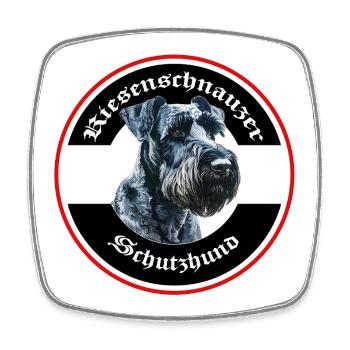 Riesenschnauzer Schutzhund Emblem - Viereckiger Kühlschrankmagnet - Weiß - Vorne