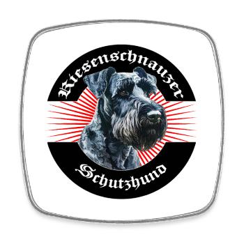 Riesenschnauzer Schutzhund Emblem - Viereckiger Kühlschrankmagnet - Weiß - Vorne