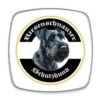 Riesenschnauzer Schutzhund Emblem - Viereckiger Kühlschrankmagnet - Weiß - Vorne