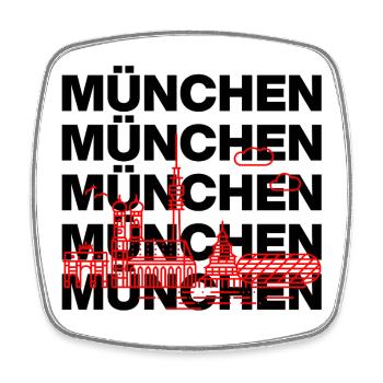 MÜNCHEN SKYLINE, MÜNCHENLIEBE ISARLOVE - Viereckiger Kühlschrankmagnet - Weiß - Vorne