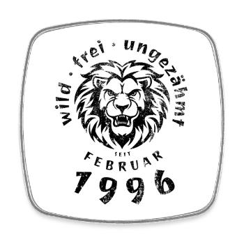 30. Geburtstag Wild, frei, ungezähmt seit 02/1996 - Viereckiger Kühlschrankmagnet - Weiß - Vorne