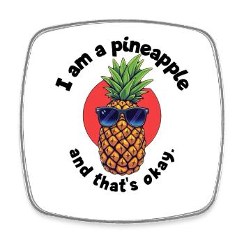 Pineapple mit Sonnenbrille - Viereckiger Kühlschrankmagnet - Weiß - Vorne