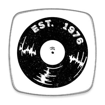 Est 1976 Vinyl  - Viereckiger Kühlschrankmagnet - Weiß - Vorne
