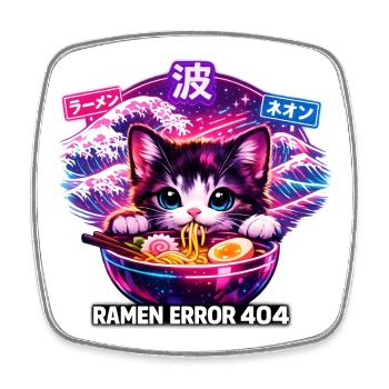 Ramen Neko Neon 404 - Square fridge magnet - white - Front