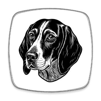 American english coonhound head - Square fridge magnet - white - Front