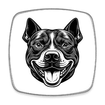 American pitbull head - Square fridge magnet - white - Front