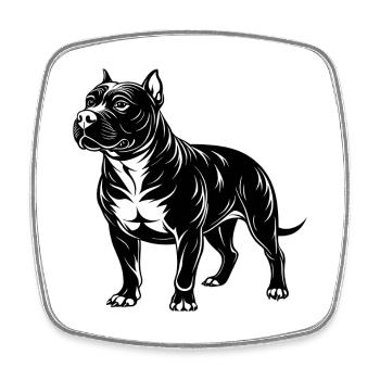 Pitbull américain - Magnet carré - blanc - Devant