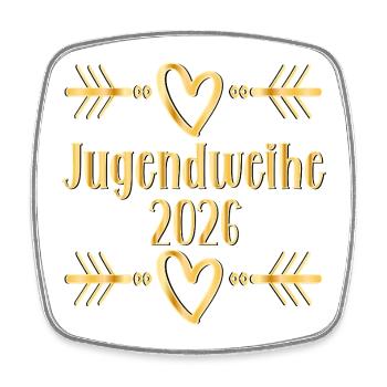 Herz Jugendweihe 2026  - Viereckiger Kühlschrankmagnet - Weiß - Vorne