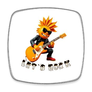 Sun Rocker à la guitare - Magnet carré - blanc - Devant
