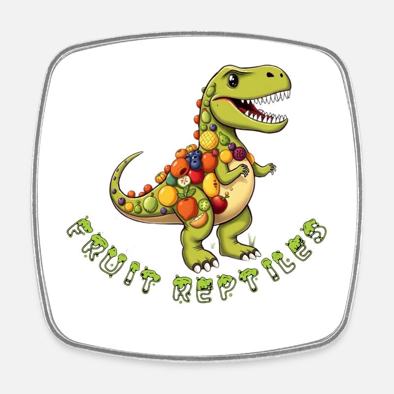 Fruit Dino with Fruit Wreath - Square fridge magnet - white