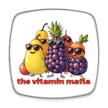 Troupe de fruits de la Mafia de la Vitamine - Magnet carré - blanc - Devant