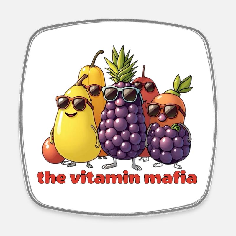 Vitamin Mafia Fruit Troop - Square fridge magnet - white