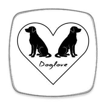 Dog love, dog logo - Square fridge magnet - white - Front