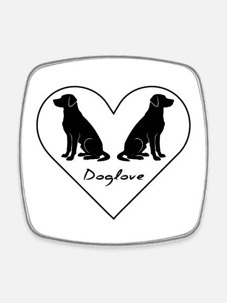 Amour du chien, logo du chien - Magnet carré - blanc