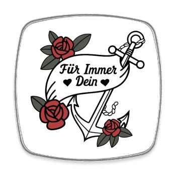 Für Immer Dein Anker mit Rosen - Viereckiger Kühlschrankmagnet - Weiß - Vorne