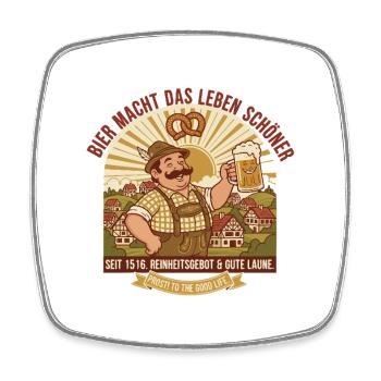 Bayerische Bierfreude Prost - Viereckiger Kühlschrankmagnet - Weiß - Vorne