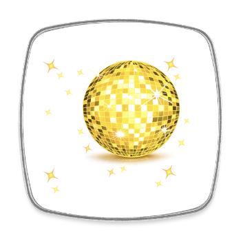 Goldenes Disco-Ball Glanz - Viereckiger Kühlschrankmagnet - Weiß - Vorne
