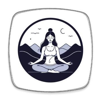 Femme yoga, posture du lotus, nature - Magnet carré - blanc - Devant