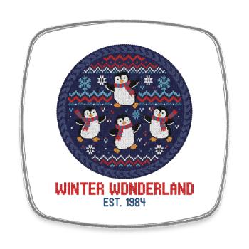 Motif Winter wonderland Penguins Winter Wonderland - Square fridge magnet - white - Front