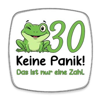 Design pour les 30 ans – Ne paniquez pas ! Grenouille drôle - Magnet carré - blanc - Devant