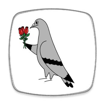 Pigeon with Roses – Urban Minimal Illustration - Viereckiger Kühlschrankmagnet - Weiß - Vorne