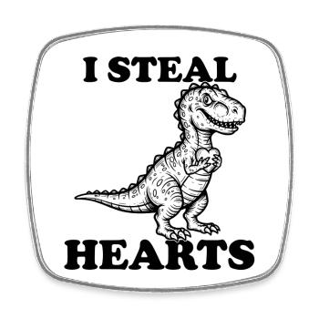 Je vole des cœurs – Drôle de proverbe sur les dinosaures - Magnet carré - blanc - Devant